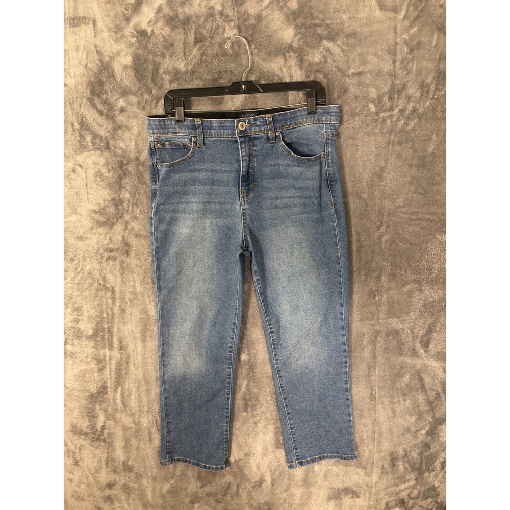 Curve Straight Leg Jeans Medium Wash Mid Rise Denim Blue Pants
